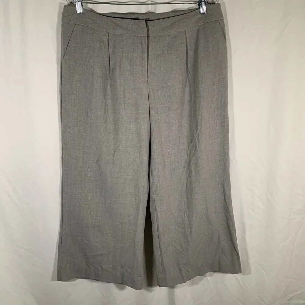 Worthington Dress Pants Women’s 12 Grey Wide Leg Cropped Pants High Rise
